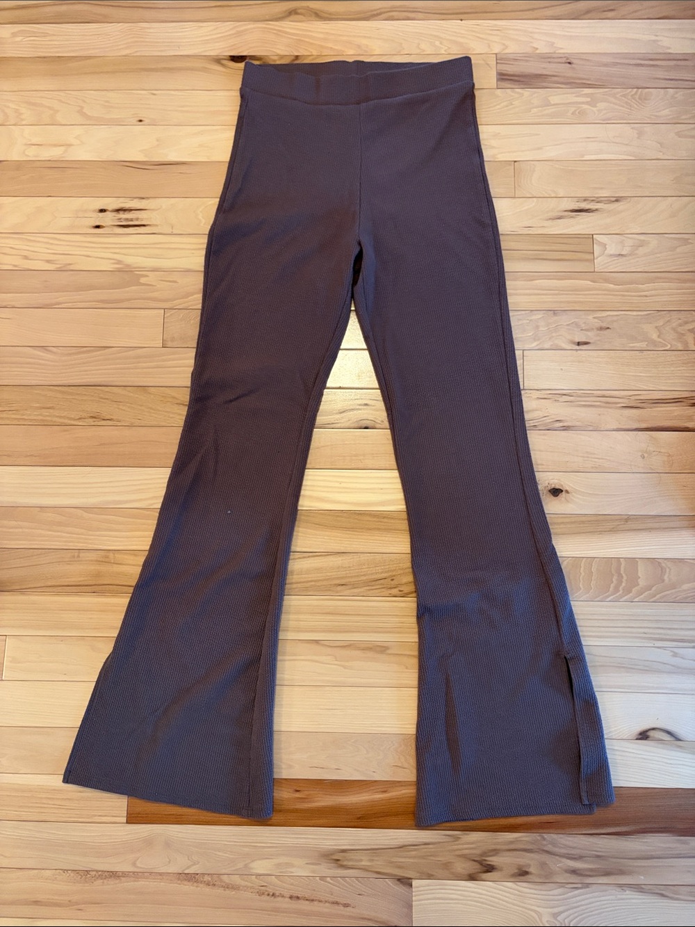 Garage Brown Ribbed Flared Pants